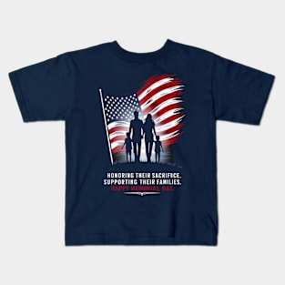 Honoring Their sacrifice Supporting Their Families Happy Memorial day | Memorial day | Veteran lover gifts Kids T-Shirt